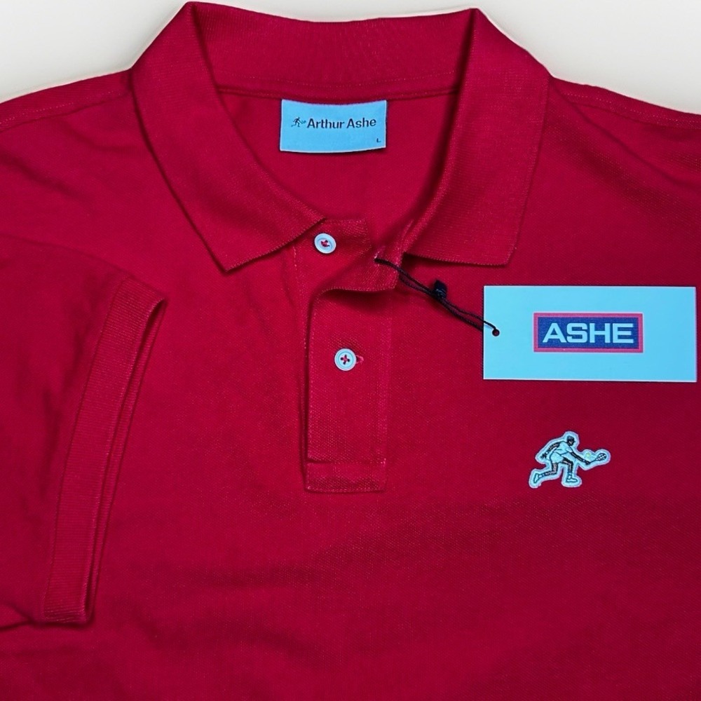 NEW Arthur Ashe Polo Shirt Mens Large Red Tennis Rowing Blazers Cotton Logo